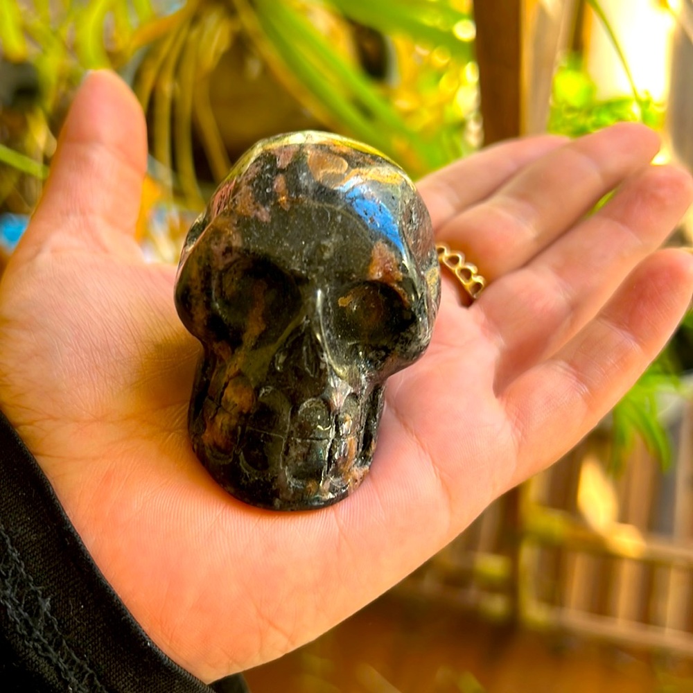 Black and brown/mauve skull